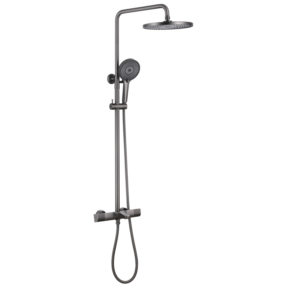 Душевая стойка ABBER Thermostat AF8516NGL с термостатом и изливом, оружейная сталь